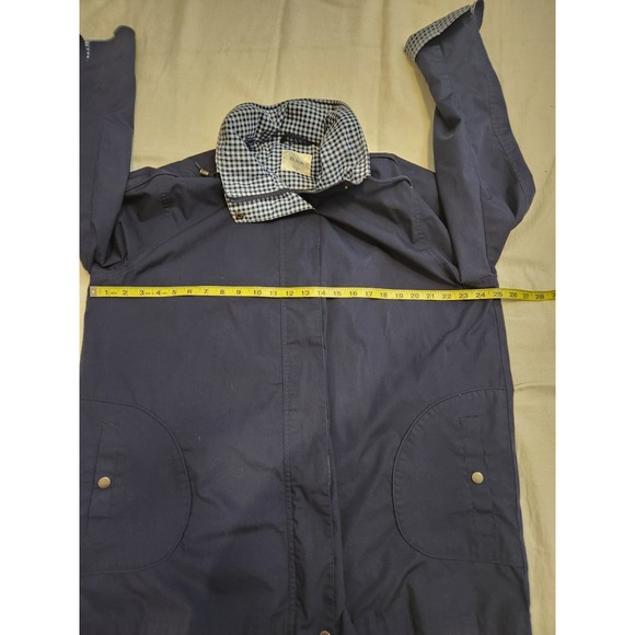 BLAIR Jacket Coat w/Hidden Hood; Blend Full Zipper; Pockets; Navy, Checks SZ XL - Picture 8 of 8